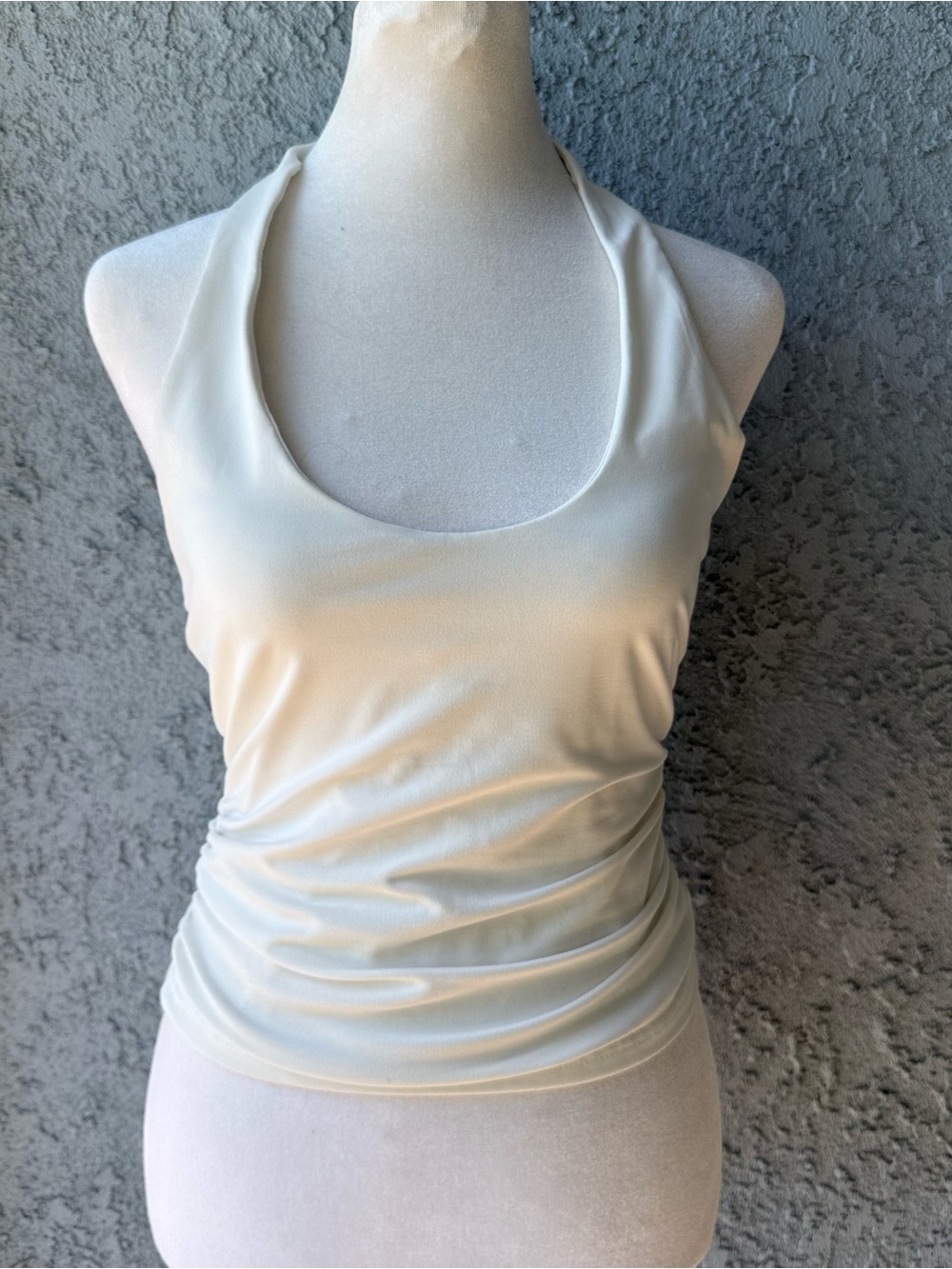 Y2K Women's White Halter Top Ruched Front